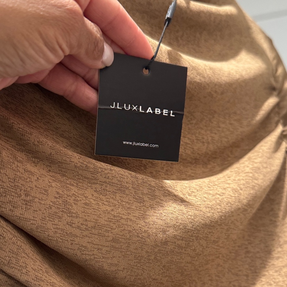 JLUXLABEL Tan Ruched Mini Dress - Picture 3 of 3
